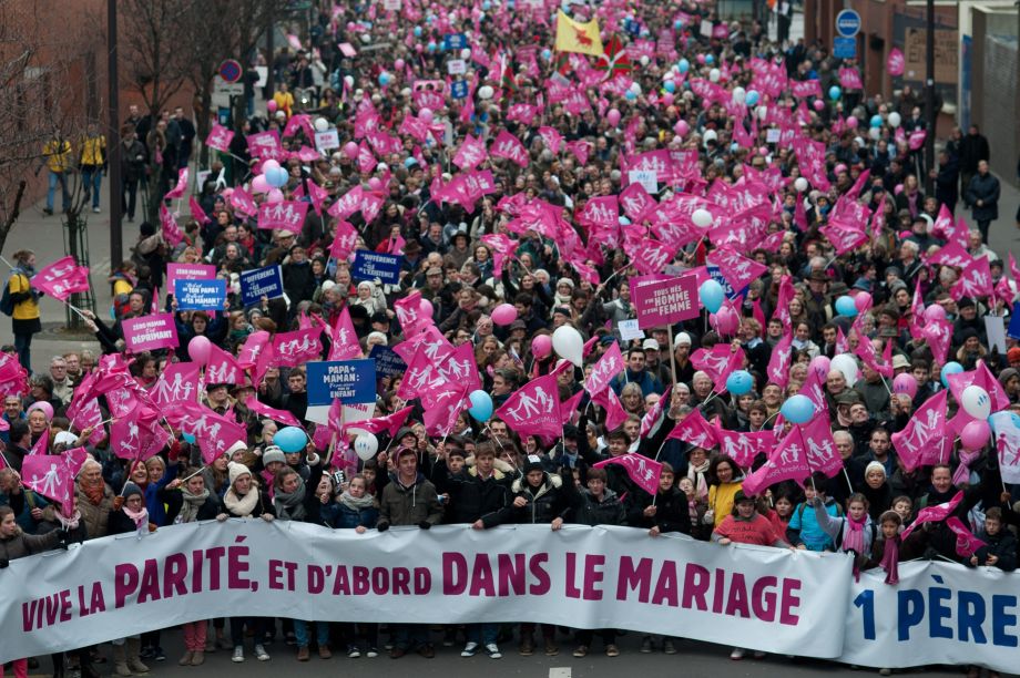 Manifestation contre le projet de mariage pour tous