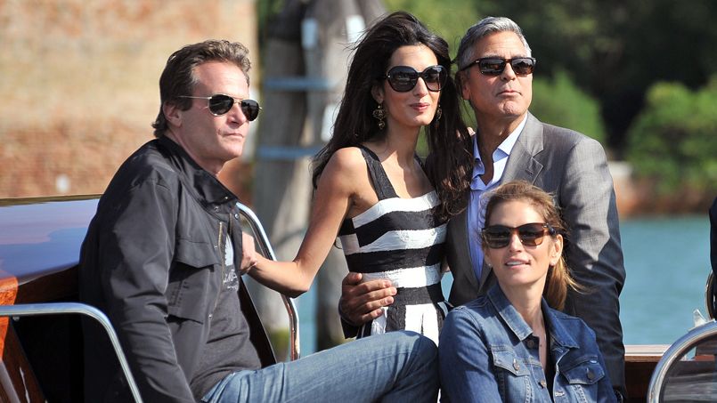 George Clooney, Amal Alamuddin et Cindy Crawford avec son mari Rande Gerber