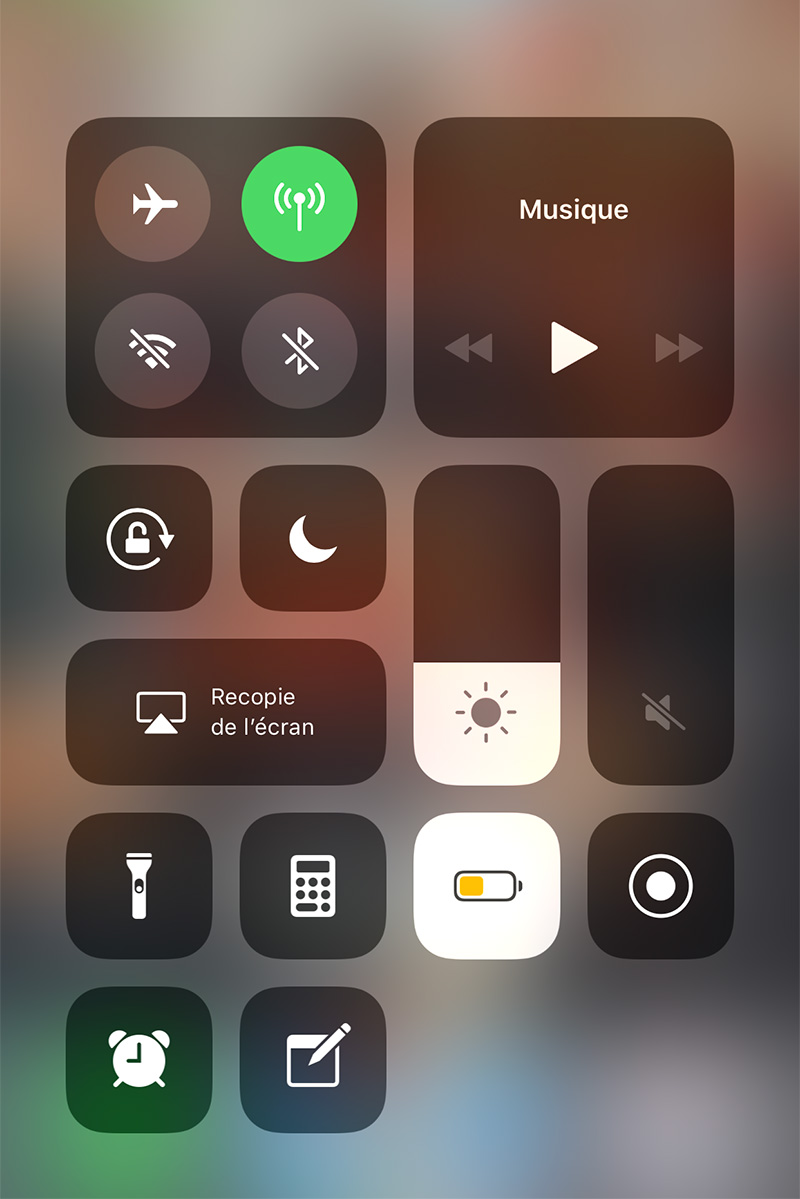 iOS 11: Désactiver le Wifi / Bluetooth